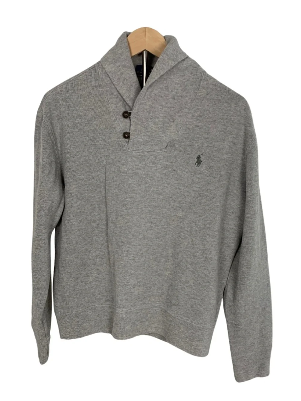 Ralph Lauren Gray Shawl Collar Button Pullover Sweater Boys M Preppy Fall